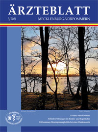 Titelbild der Ausgabe Mrz 2021 des Ärzteblattes Mecklenburg-Vorpommern